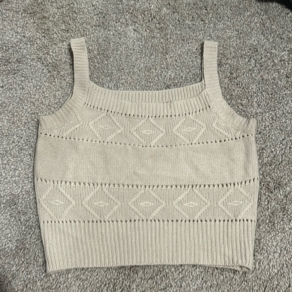 Beige Knit Crop Top